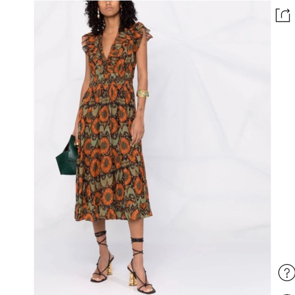 NWT | Ulla Johnson Orange-green midi dress “Samara”